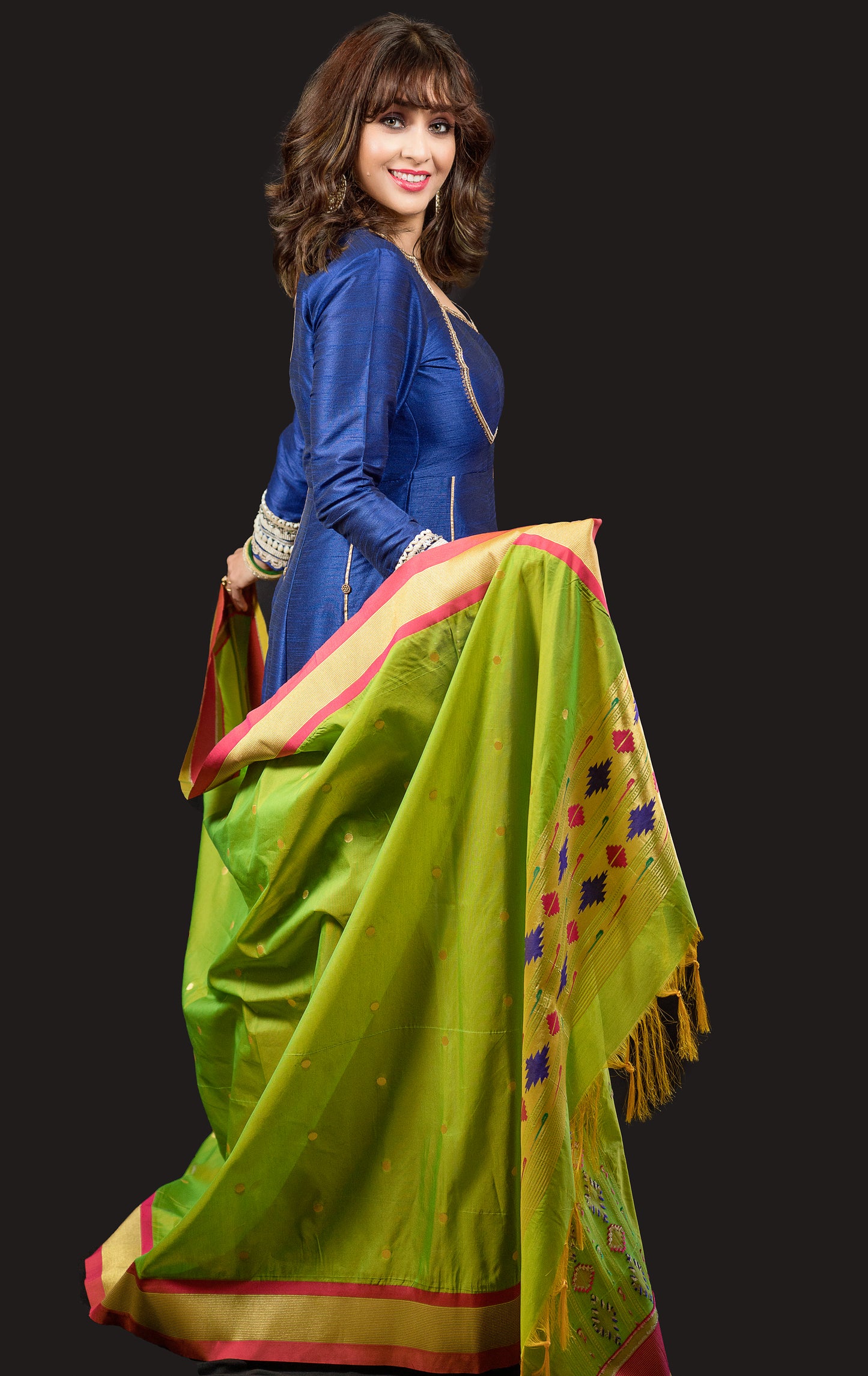 Royal Blue Dupion Silk Anarkali with Banarasi Georgette  Duppata