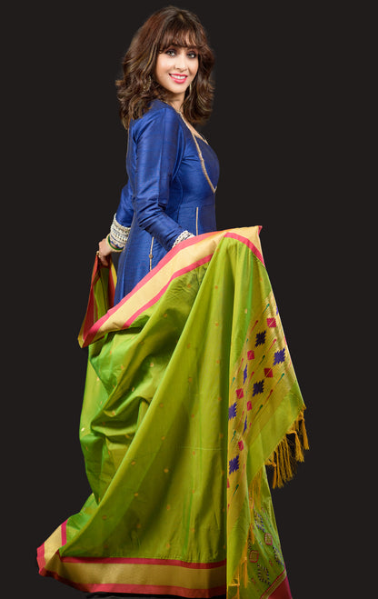 Royal Blue Dupion Silk Anarkali with Banarasi Georgette  Duppata