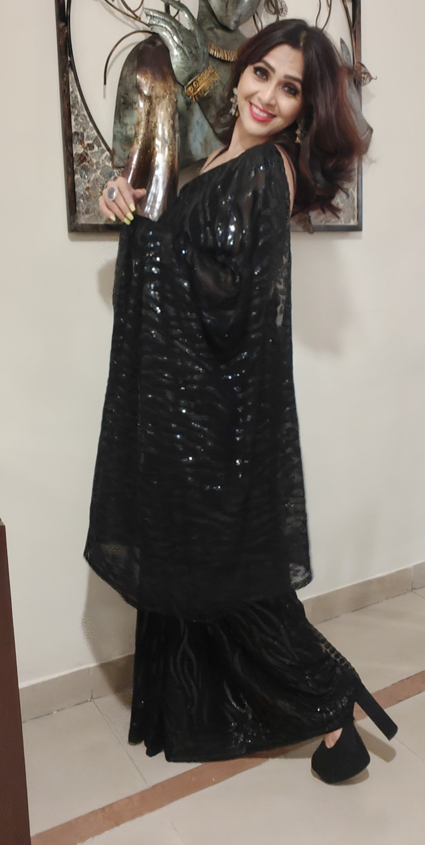 Black Sequinned Saree