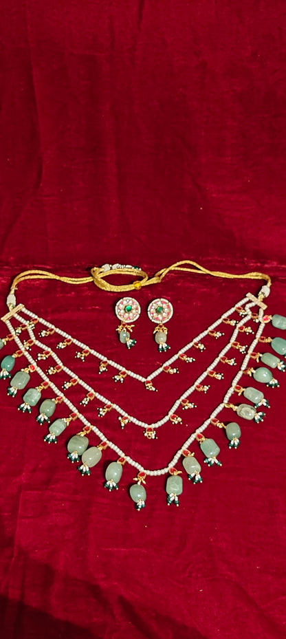 3 Layer Neckpiece with the Earrings