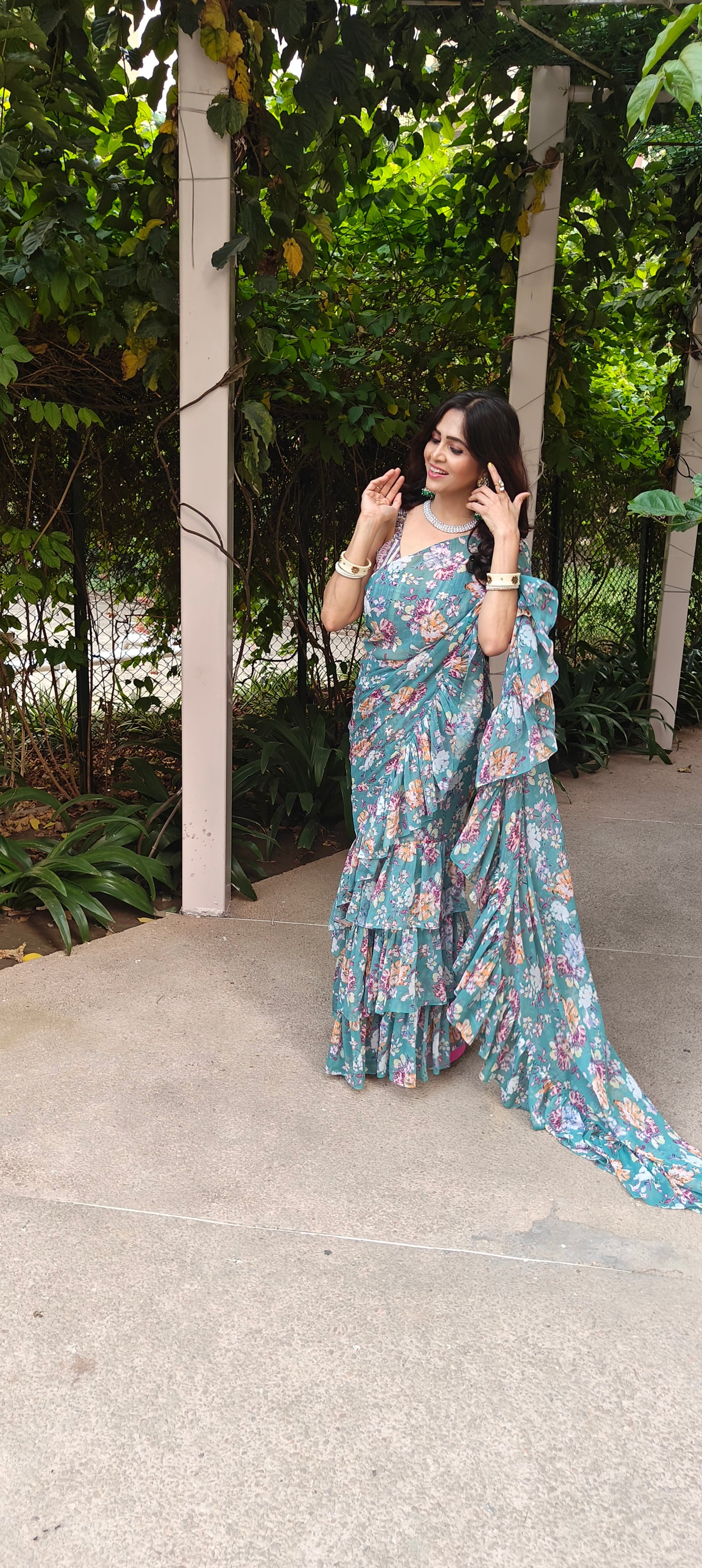 Teal Georgette Saree