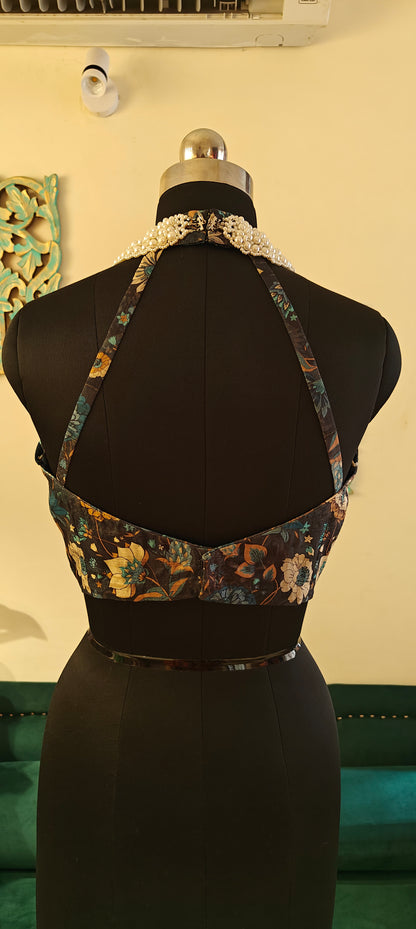 Halter-Neck Silk Blouse