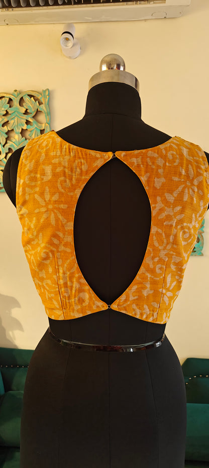 Silk Batik Sleeveless Designer Blouse