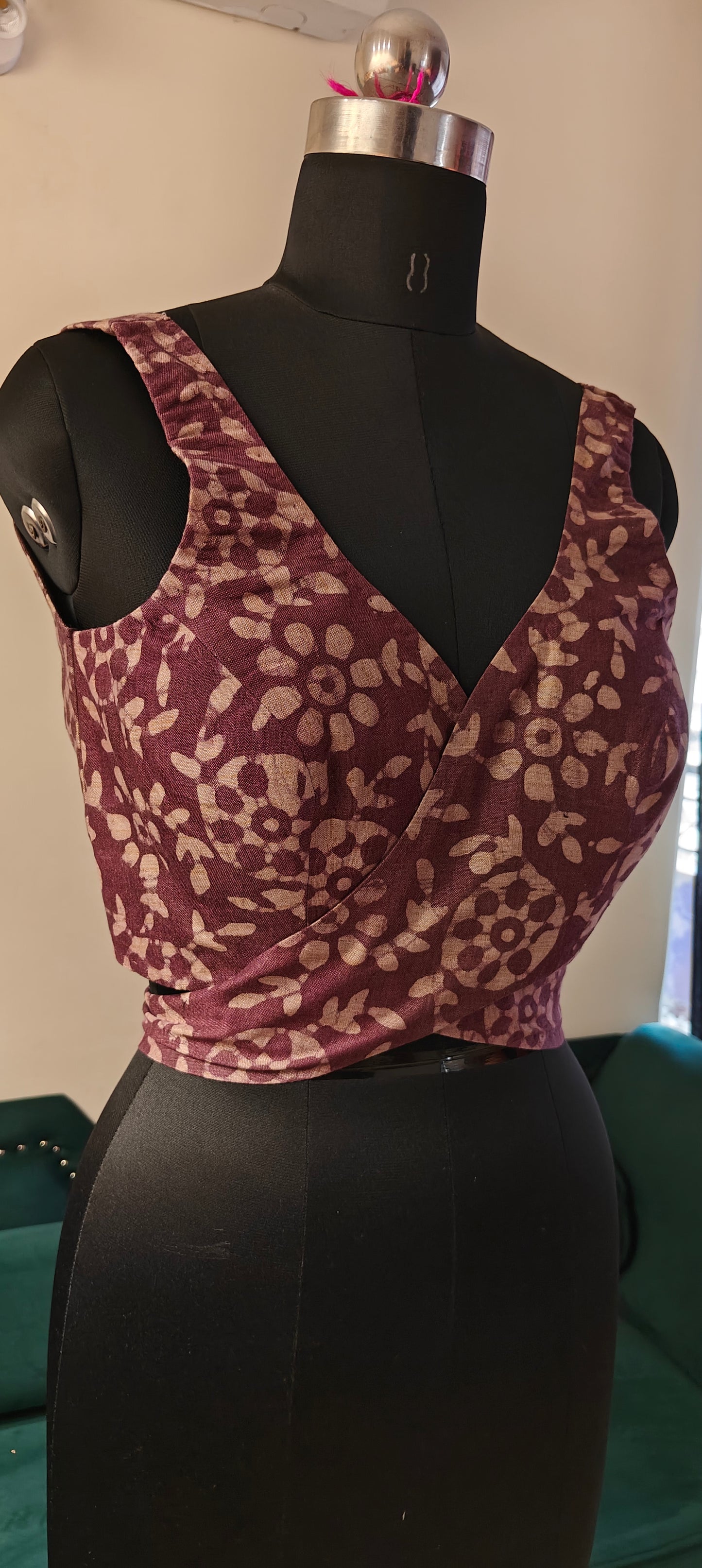 Wine-Coloured Dupion Cotton Silk Blouse