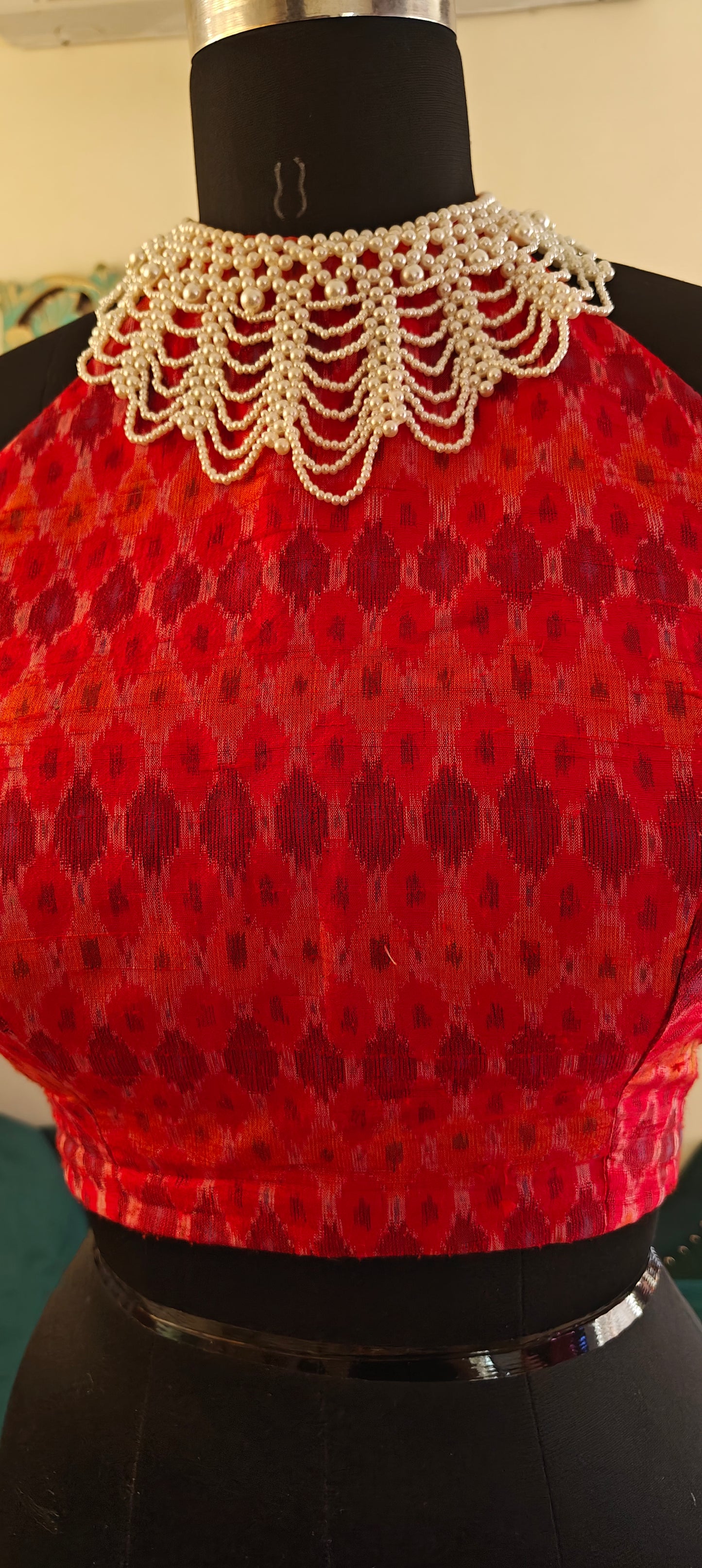 Raw Silk Ikkat Print Designer Blouse