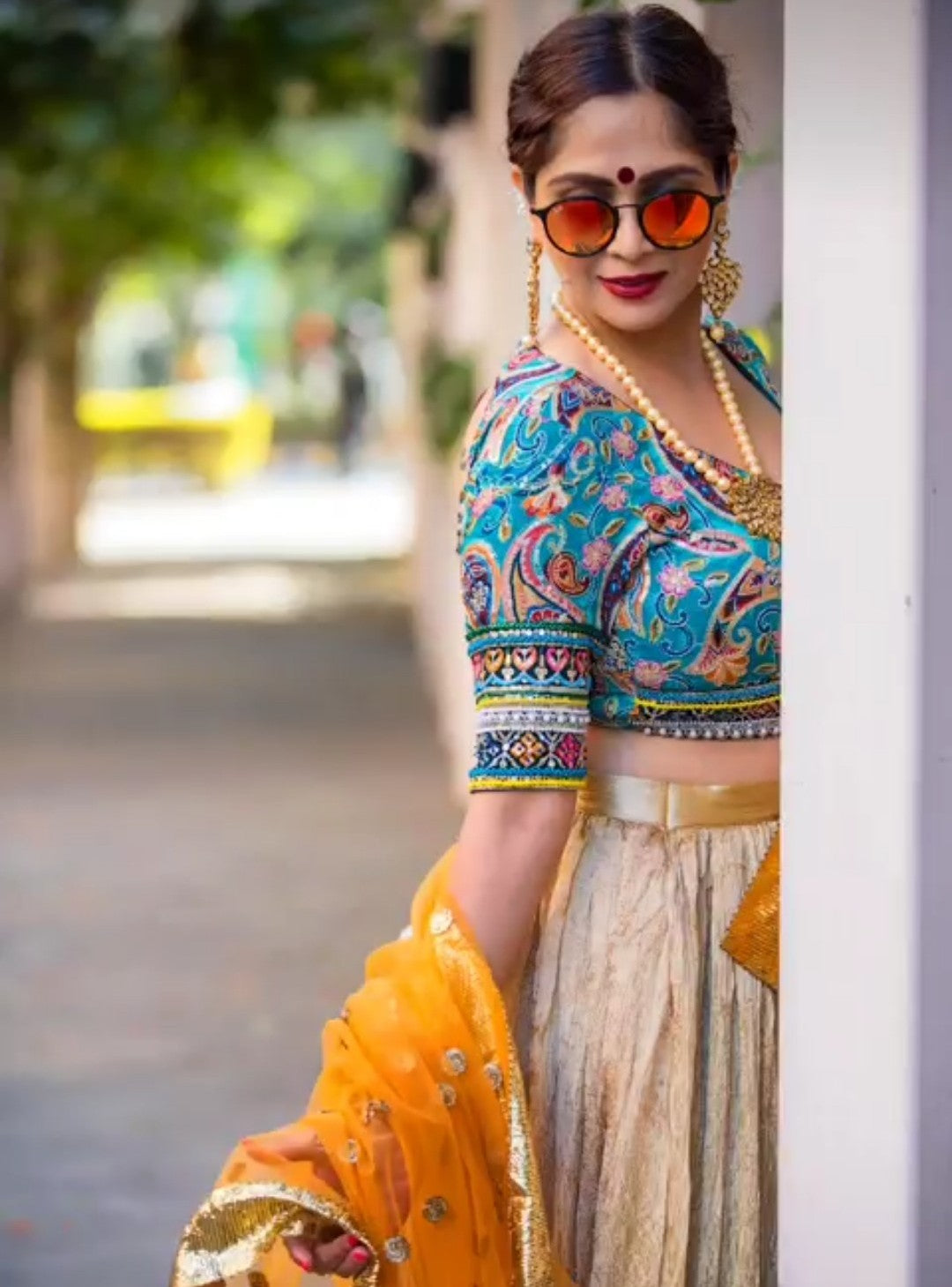 Golden Crushed Silk Lehenga