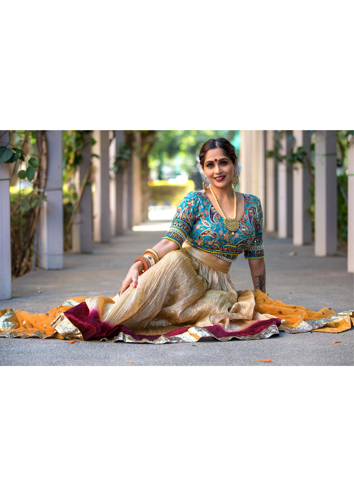 Golden Crushed Silk Lehenga