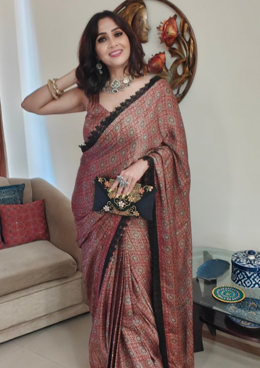 Ajarak Print Modal Silk Stitched Saree