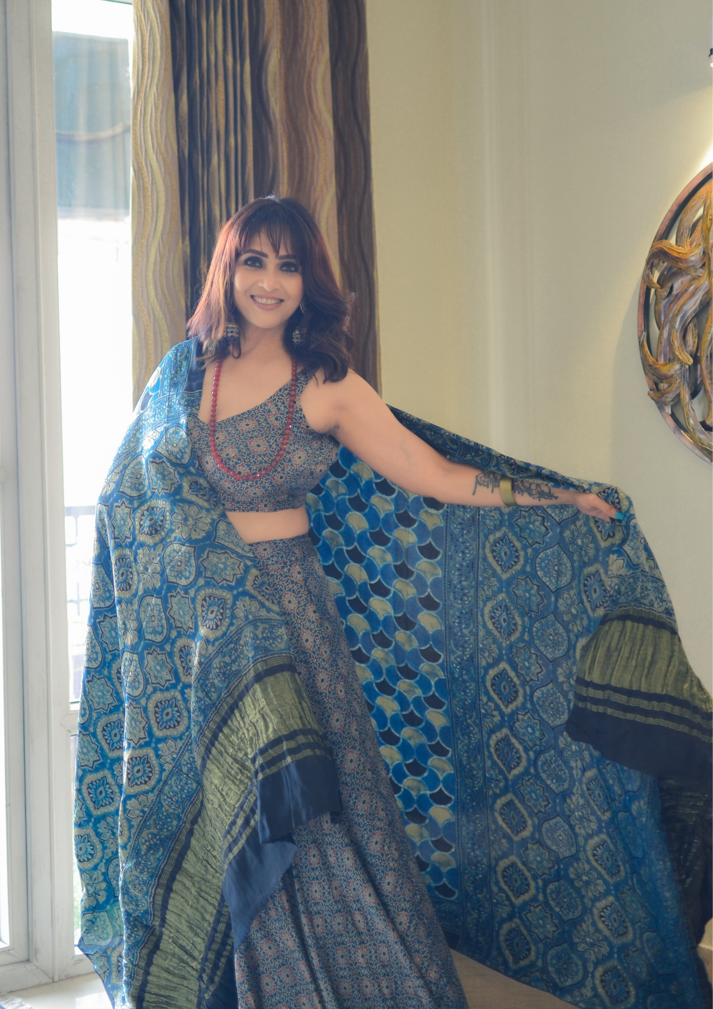 Ajarakh Modal Silk Lehenga Choli