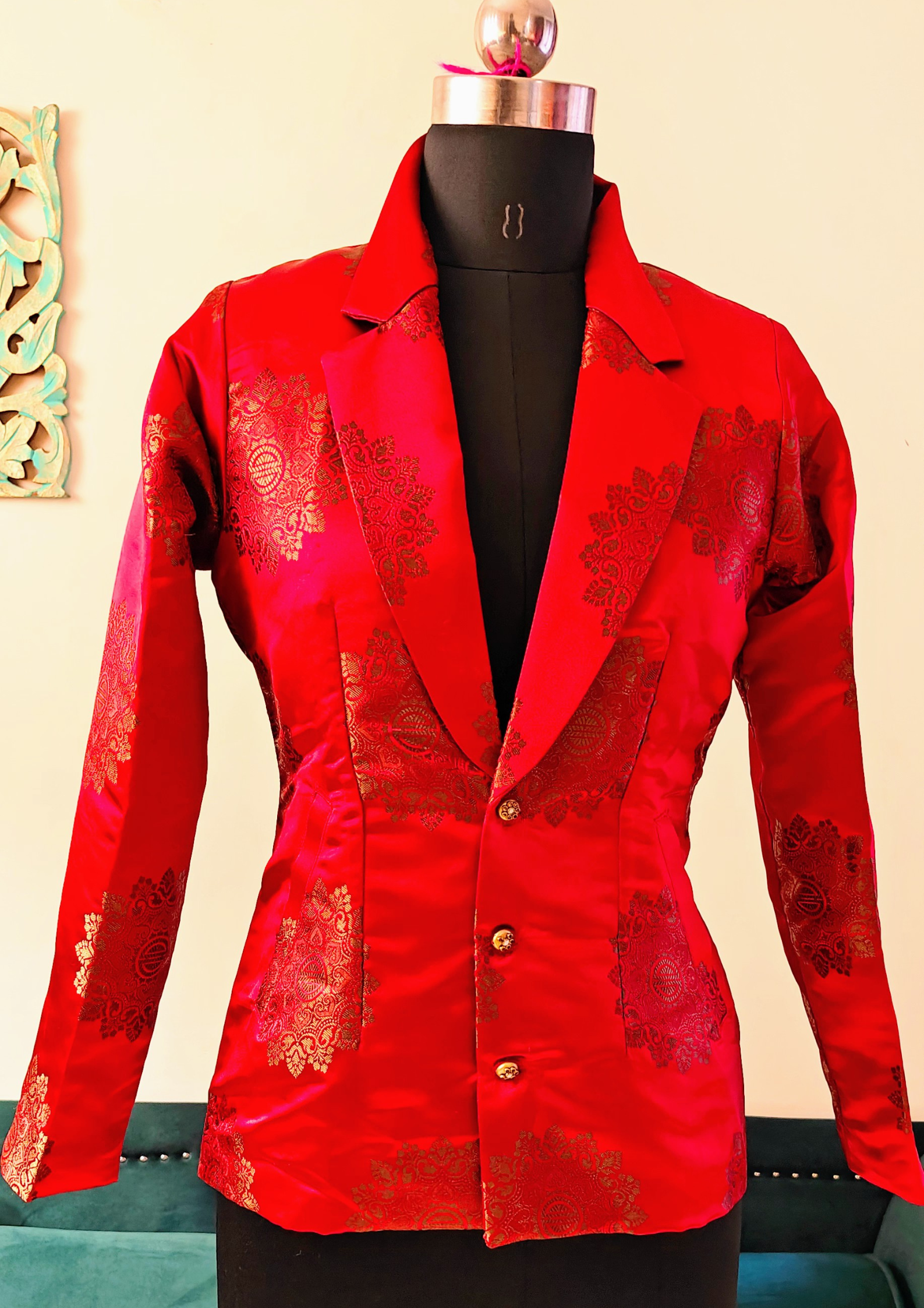 Donna Degnan Womens Blazer Jacket Brocade Single... - Depop